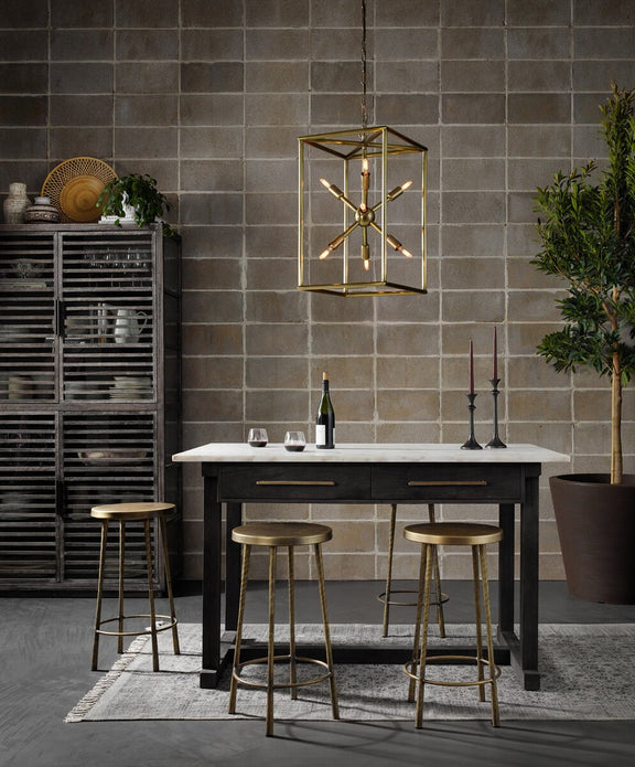 Cayson Kitchen Island - Polished White Marble