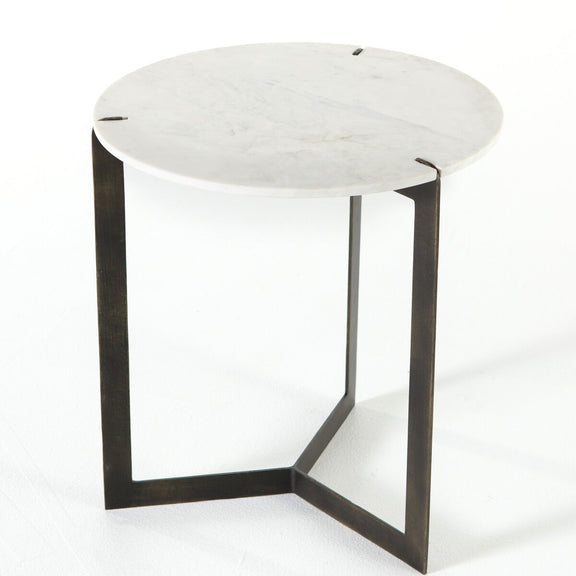 Kiva End Table - Polished White Marble