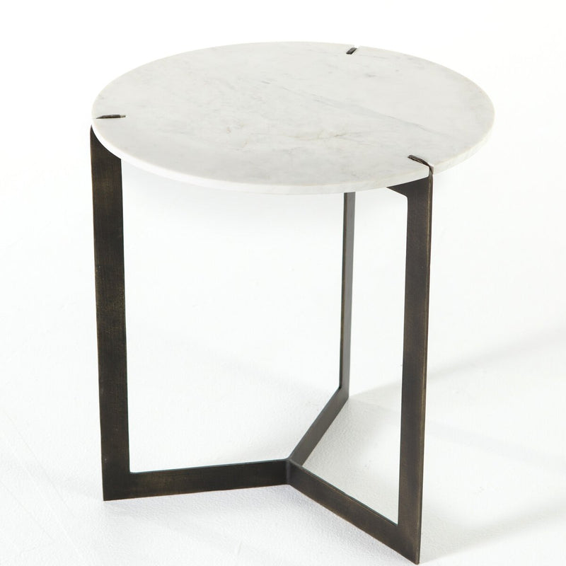 Kiva End Table - Polished White Marble