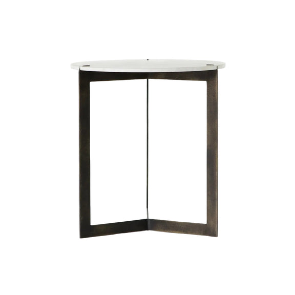 Kiva End Table - Polished White Marble
