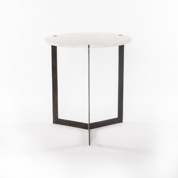 Kiva End Table - Polished White Marble