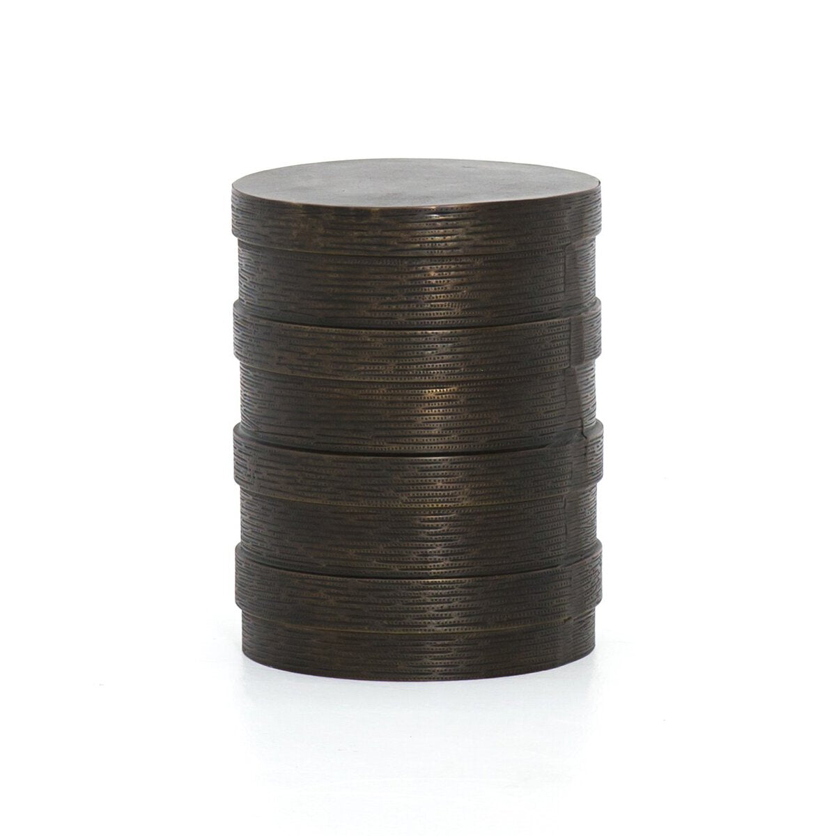 Trello Drum End Table - Textured Brass