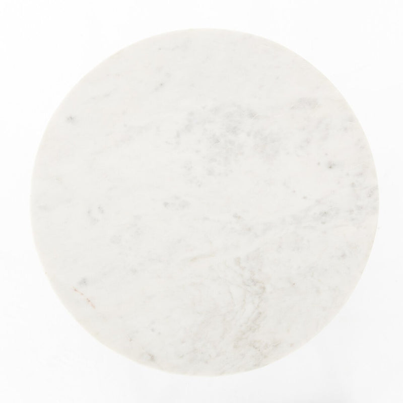 Naomi Marble End Table - Polished White Marble