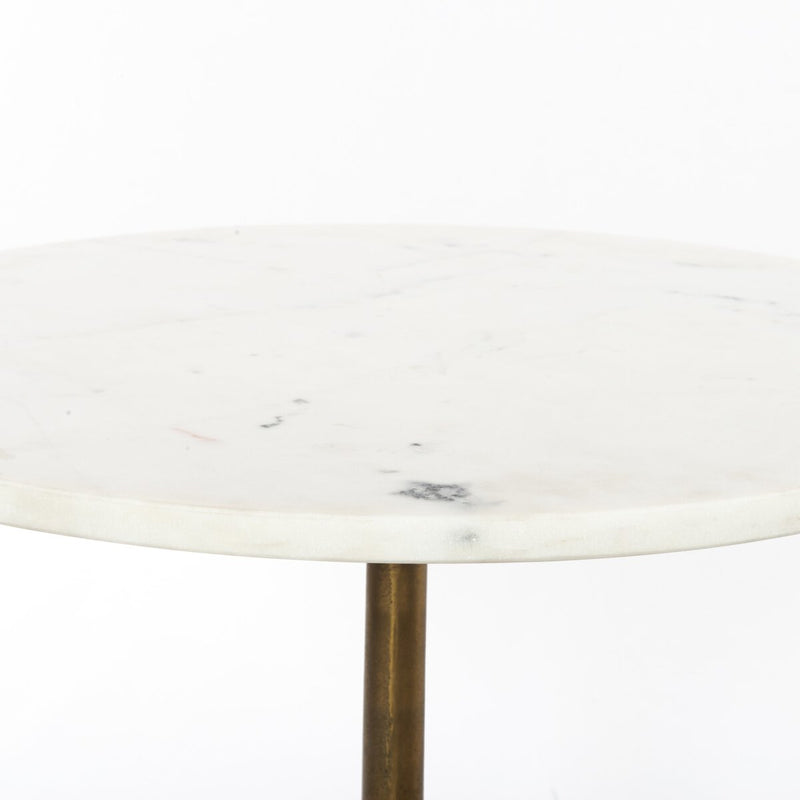 Helen End Table - Polished White Marble