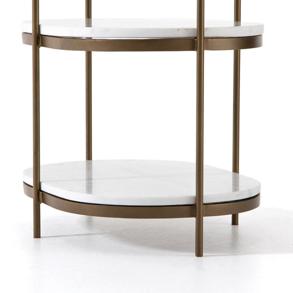 Felix Oval Nightstand - Polished White Marble