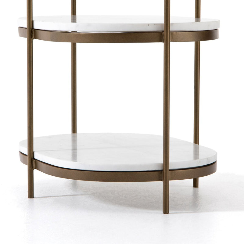 Felix Oval Nightstand - Polished White Marble