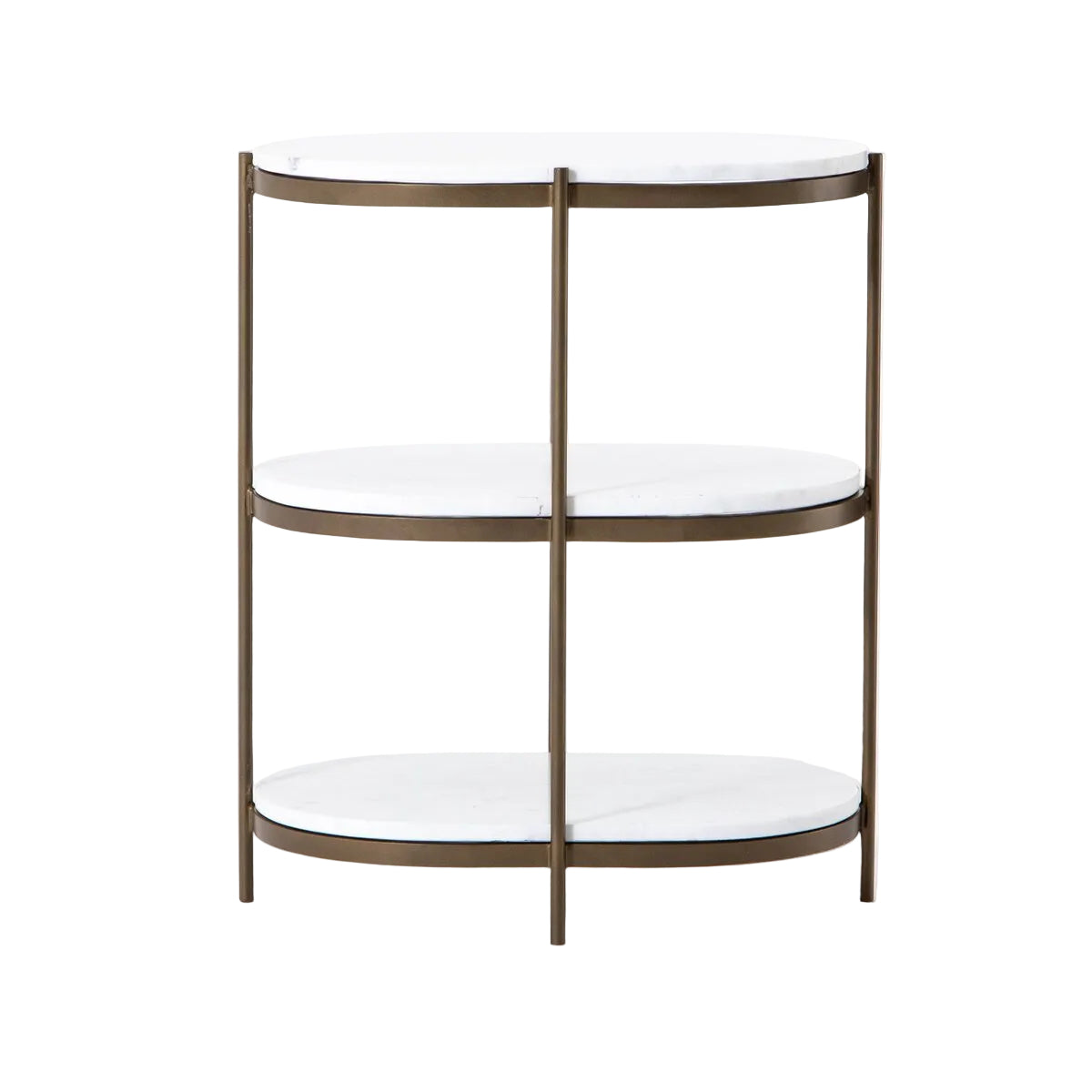 Felix Oval Nightstand - Polished White Marble