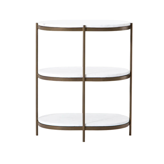 Felix Oval Nightstand - Polished White Marble