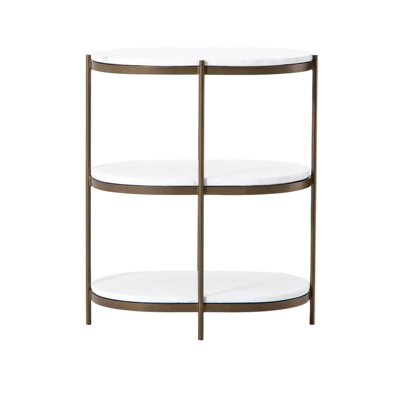 Felix Oval Nightstand - Polished White Marble