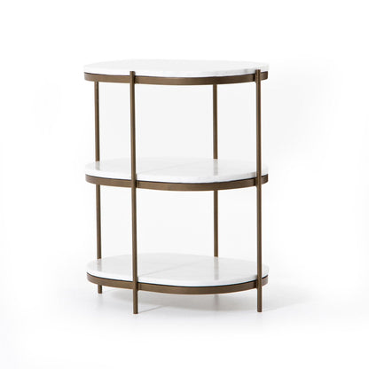 Felix Oval Nightstand - Polished White Marble