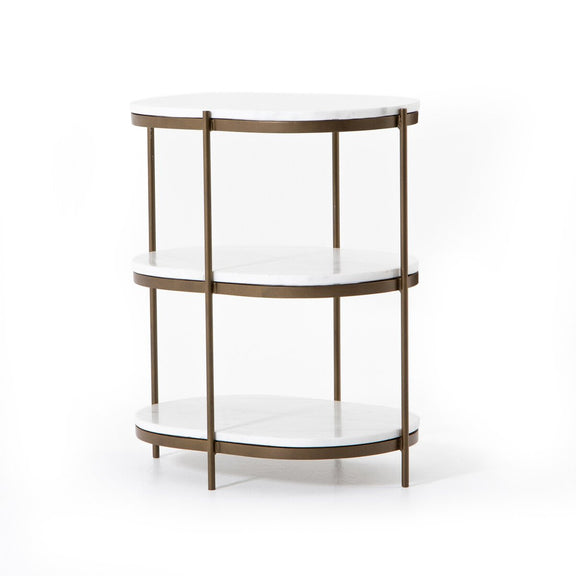 Felix Oval Nightstand - Polished White Marble