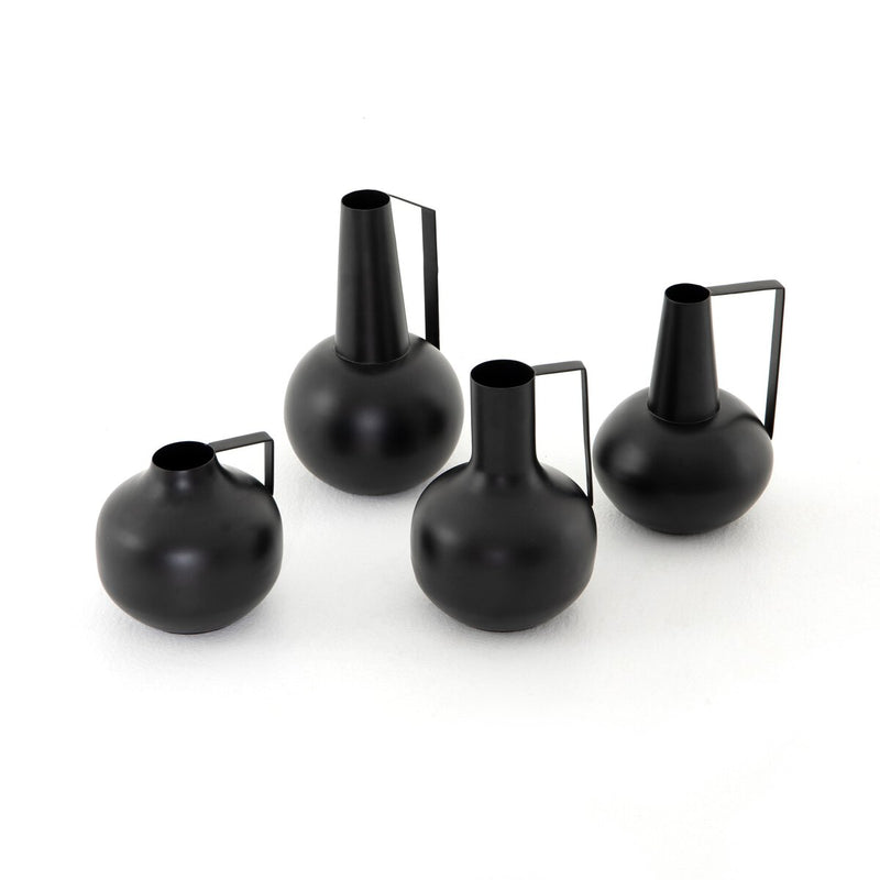 Aleta Vases, Set Of 4 - Matte Black