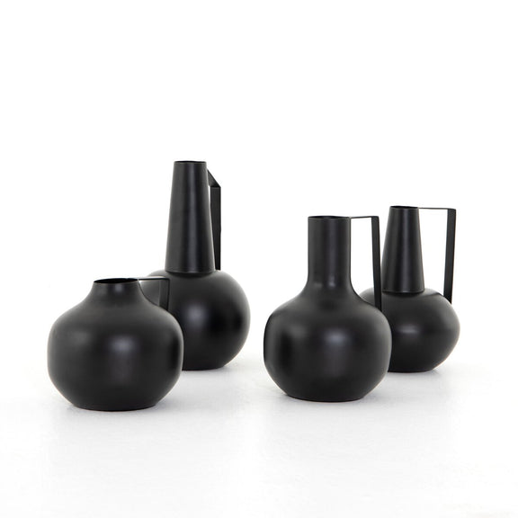 Aleta Vases, Set Of 4 - Matte Black