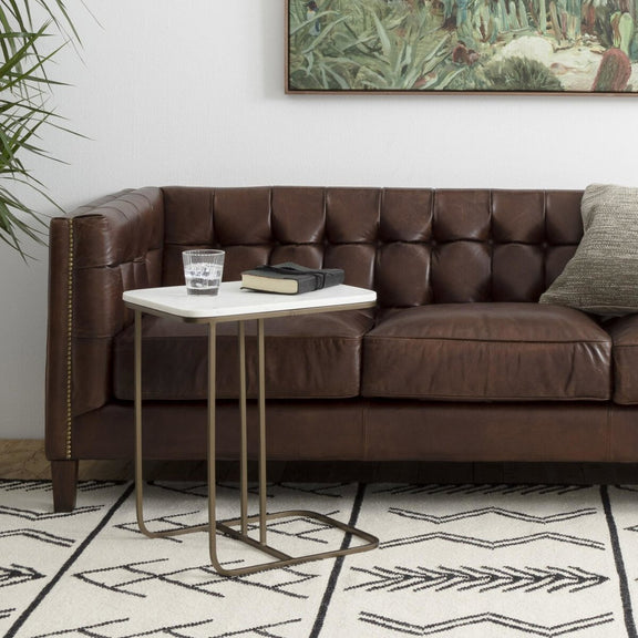Adalley C Table - Polished White Marble