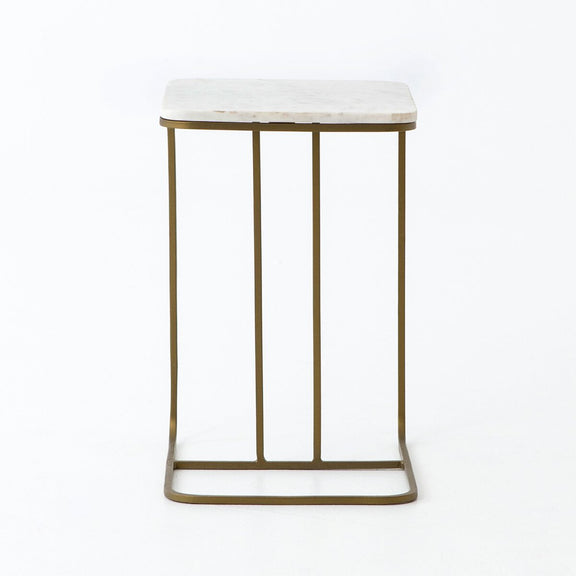 Adalley C Table - Polished White Marble