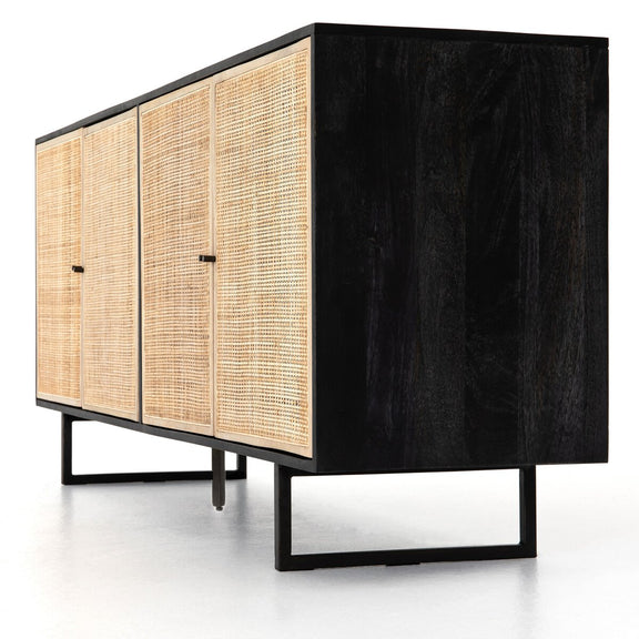 Carmel Sideboard - Black Wash & Natural Cane