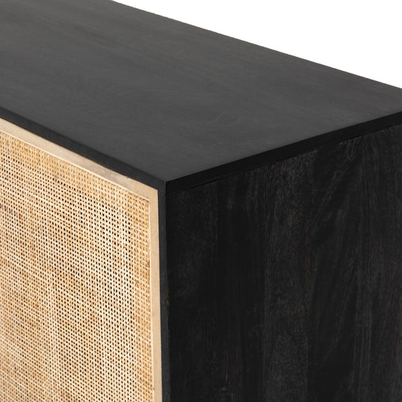 Carmel Sideboard - Black Wash & Natural Cane