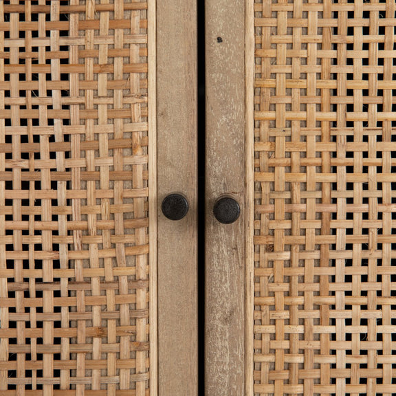 Carmel Sideboard - Black Wash & Natural Cane