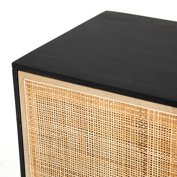 Carmel Sideboard - Black Wash & Natural Cane
