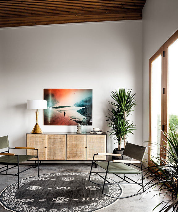 Carmel Sideboard - Black Wash & Natural Cane