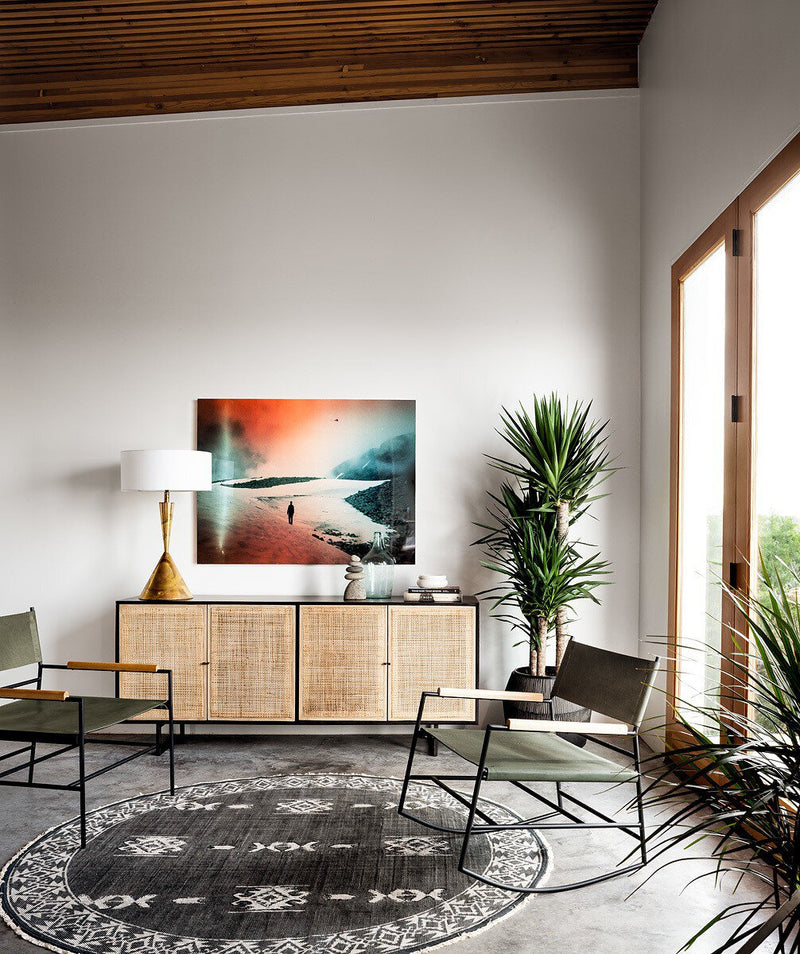 Carmel Sideboard - Black Wash & Natural Cane