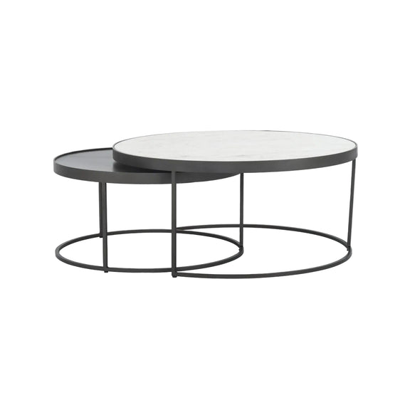 Evelyn Round Nesting Coffee Table - Gunmetal