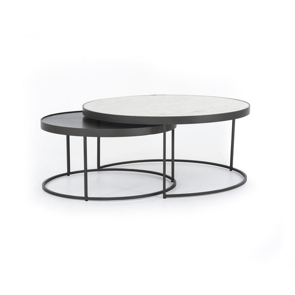 Evelyn Round Nesting Coffee Table - Gunmetal