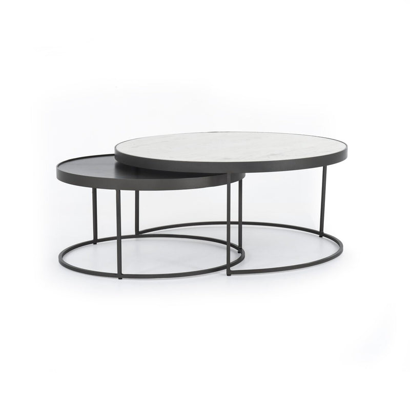 Evelyn Round Nesting Coffee Table - Gunmetal