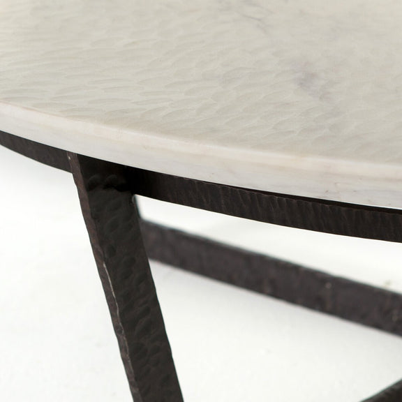 Felix Round Coffee Table - Sandblasted White Marble