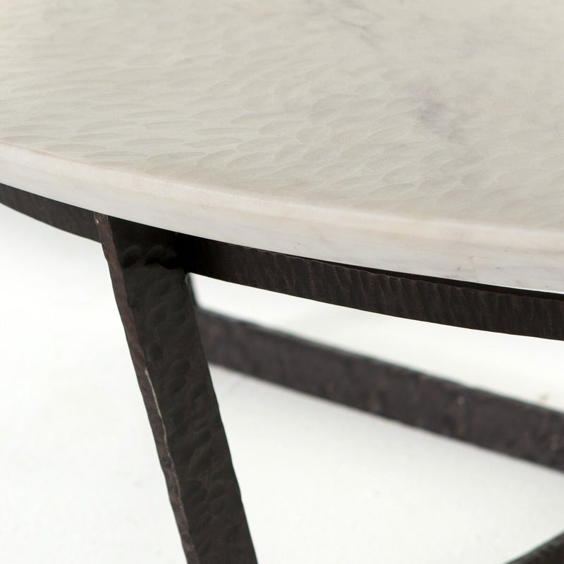 Felix Round Coffee Table - Sandblasted White Marble