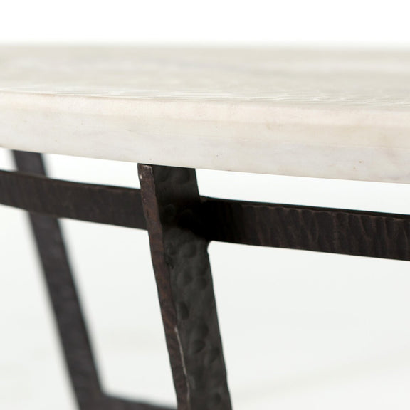 Felix Round Coffee Table - Sandblasted White Marble