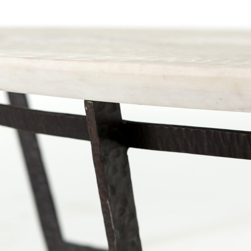 Felix Round Coffee Table - Sandblasted White Marble