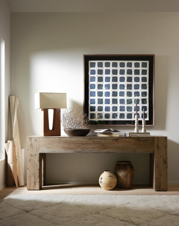 Abaso Console Table - Rustic Wormwood Oak