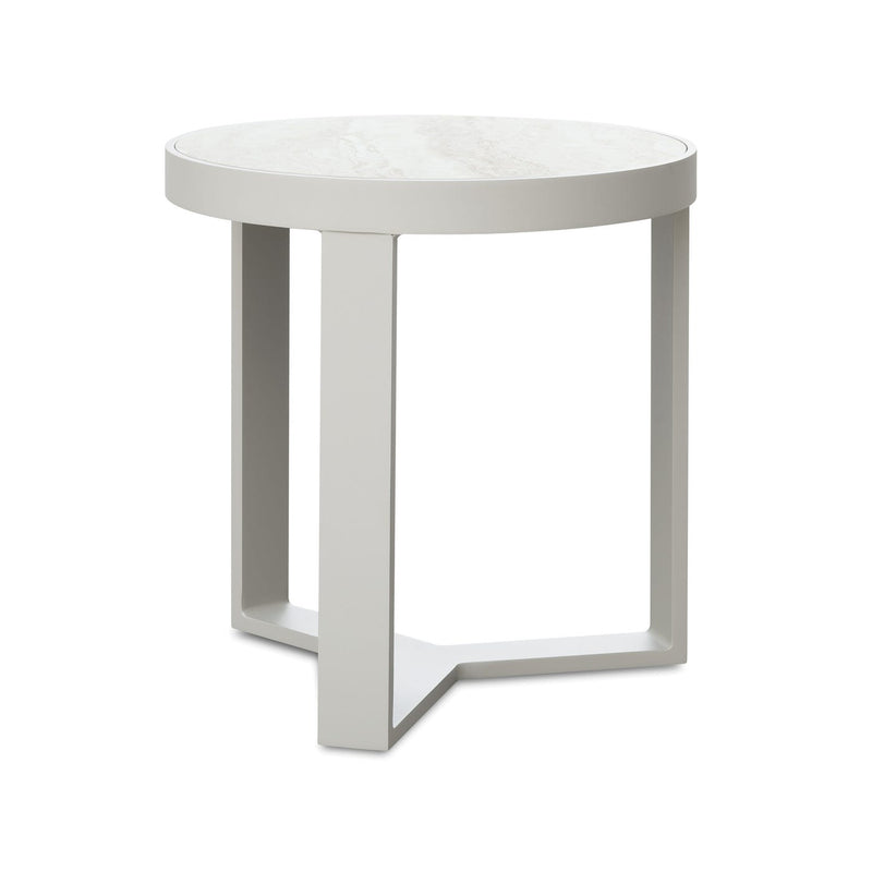Infinity Round Sled End Table in Frost