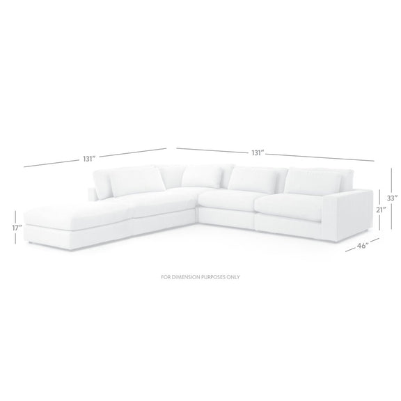 Bloor 4-Piece Sectional W/ Ottoman - Essence Natural