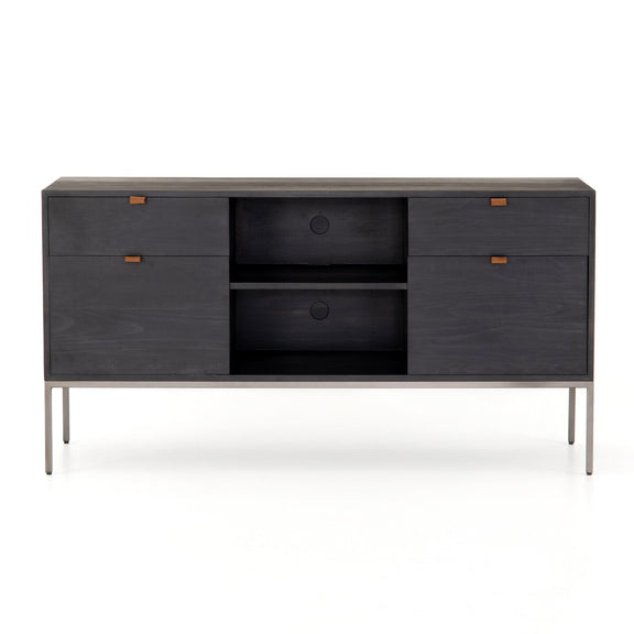 Trey Modular Filing Credenza - Black Wash Poplar