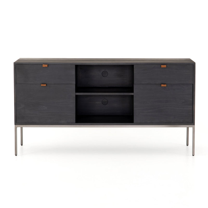 Trey Modular Filing Credenza - Black Wash Poplar
