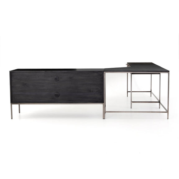 Trey Filing Credenza Desk System - Black Wash Poplar