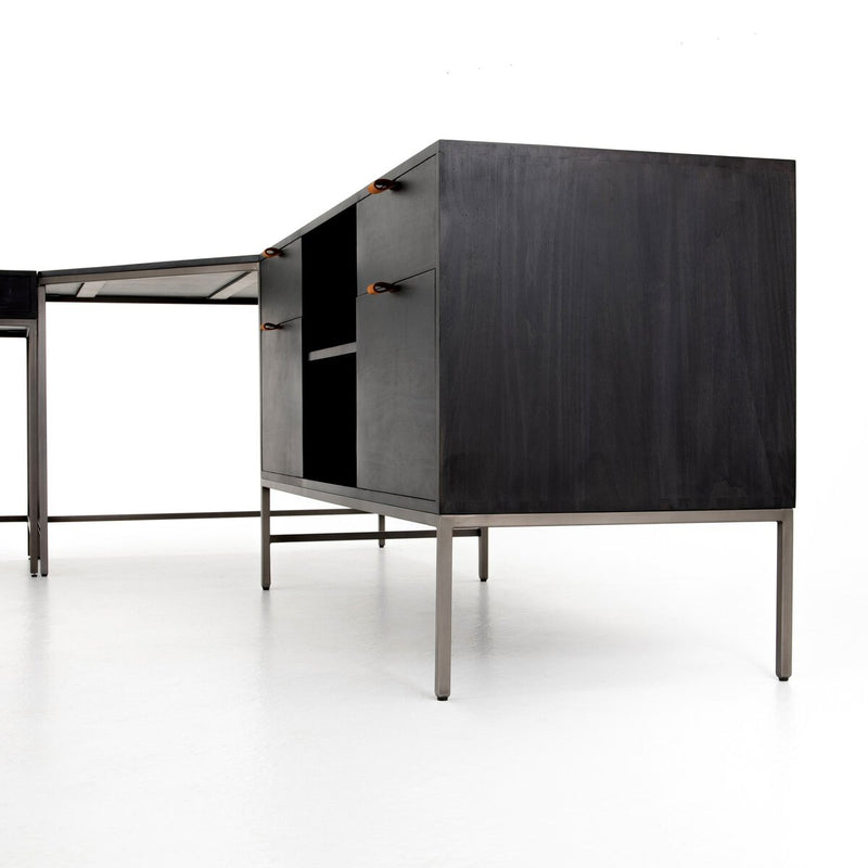 Trey Filing Credenza Desk System - Black Wash Poplar