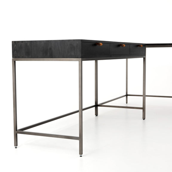 Trey Filing Credenza Desk System - Black Wash Poplar