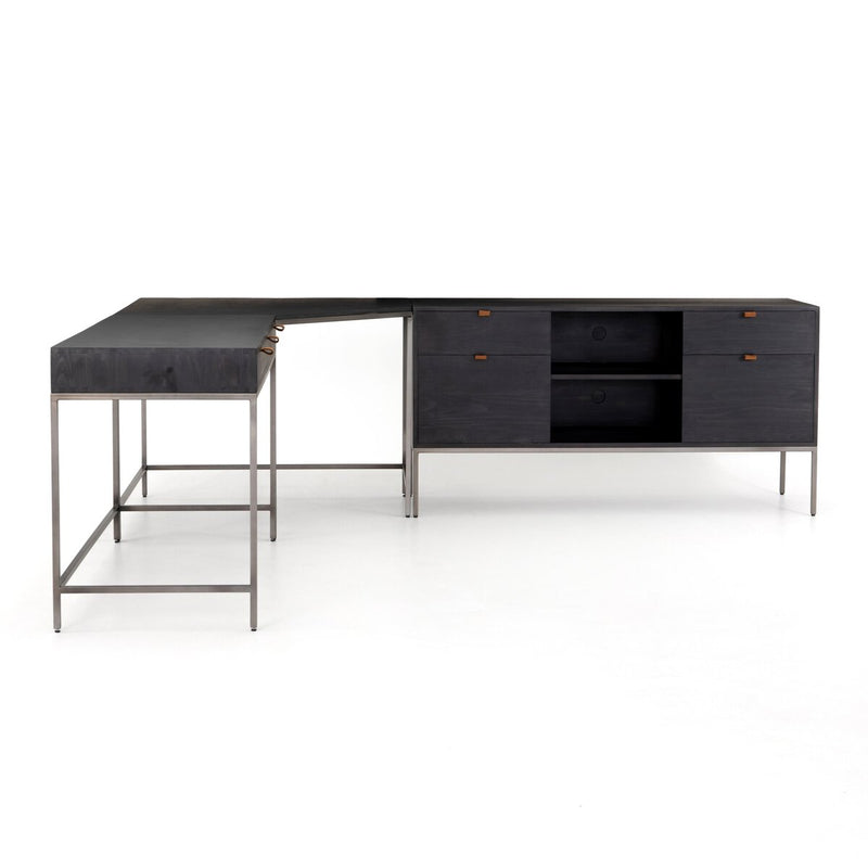 Trey Filing Credenza Desk System - Black Wash Poplar