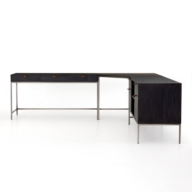 Trey Filing Credenza Desk System - Black Wash Poplar