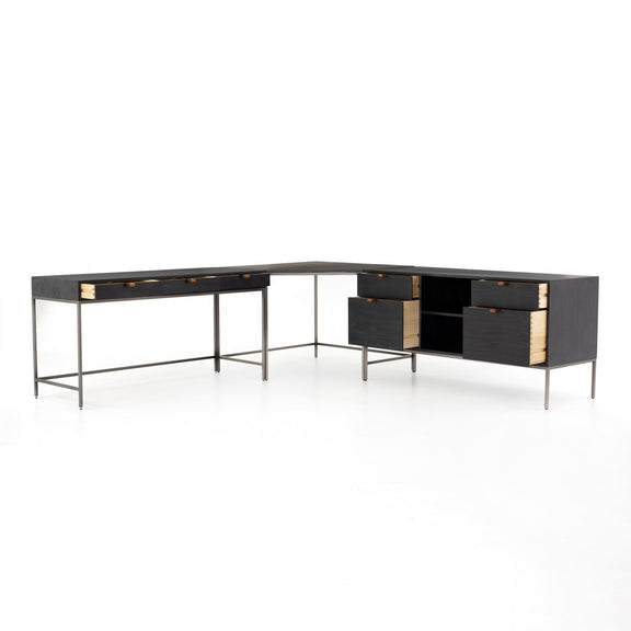 Trey Filing Credenza Desk System - Black Wash Poplar