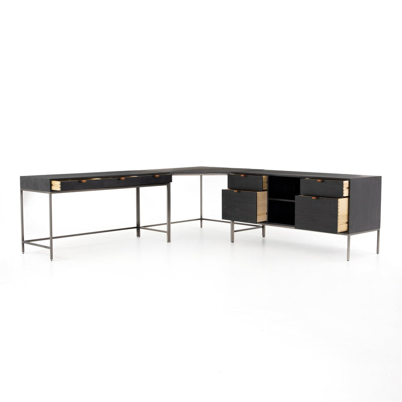 Trey Filing Credenza Desk System - Black Wash Poplar