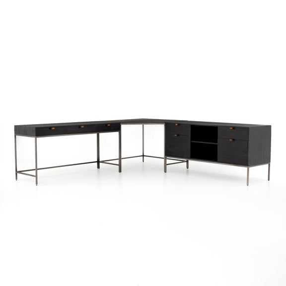 Trey Filing Credenza Desk System - Black Wash Poplar