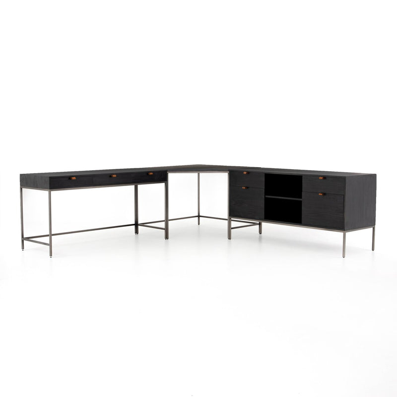 Trey Filing Credenza Desk System - Black Wash Poplar