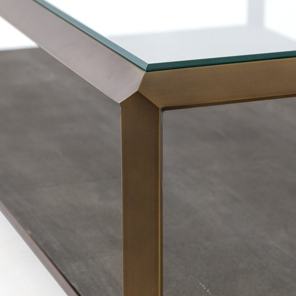 Shagreen Shadow Box Coffee Table - Brass
