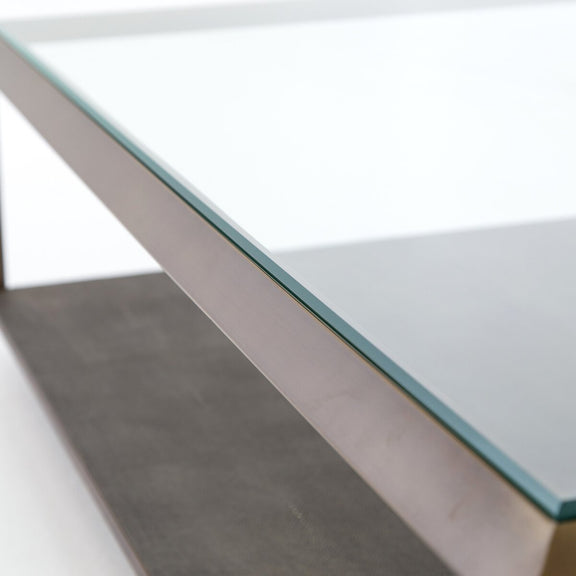 Shagreen Shadow Box Coffee Table - Brass