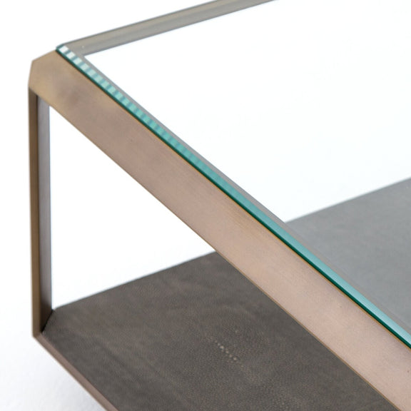 Shagreen Shadow Box Coffee Table - Brass