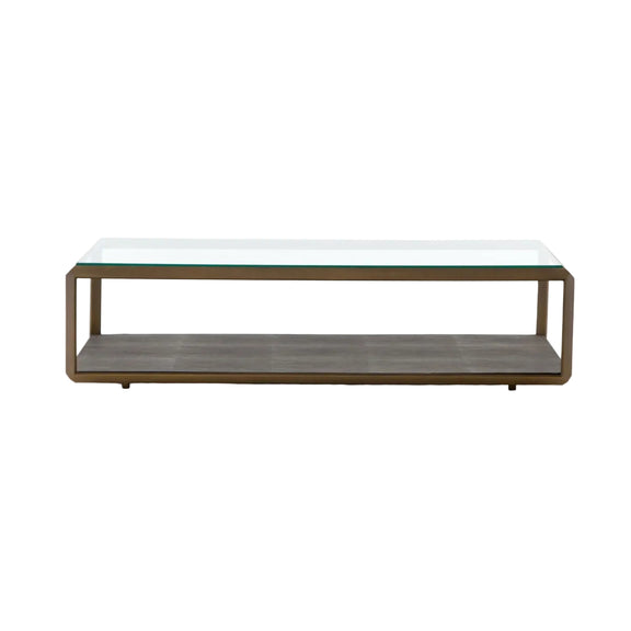 Shagreen Shadow Box Coffee Table - Brass